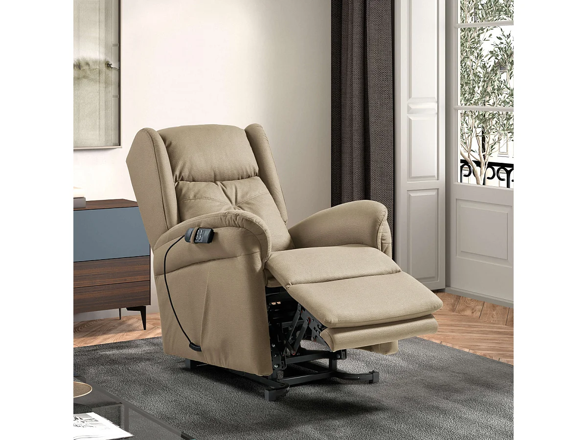 DONOSTIA - Fauteuil Relax Releveur Electrique Beige Tissu Waterproof
