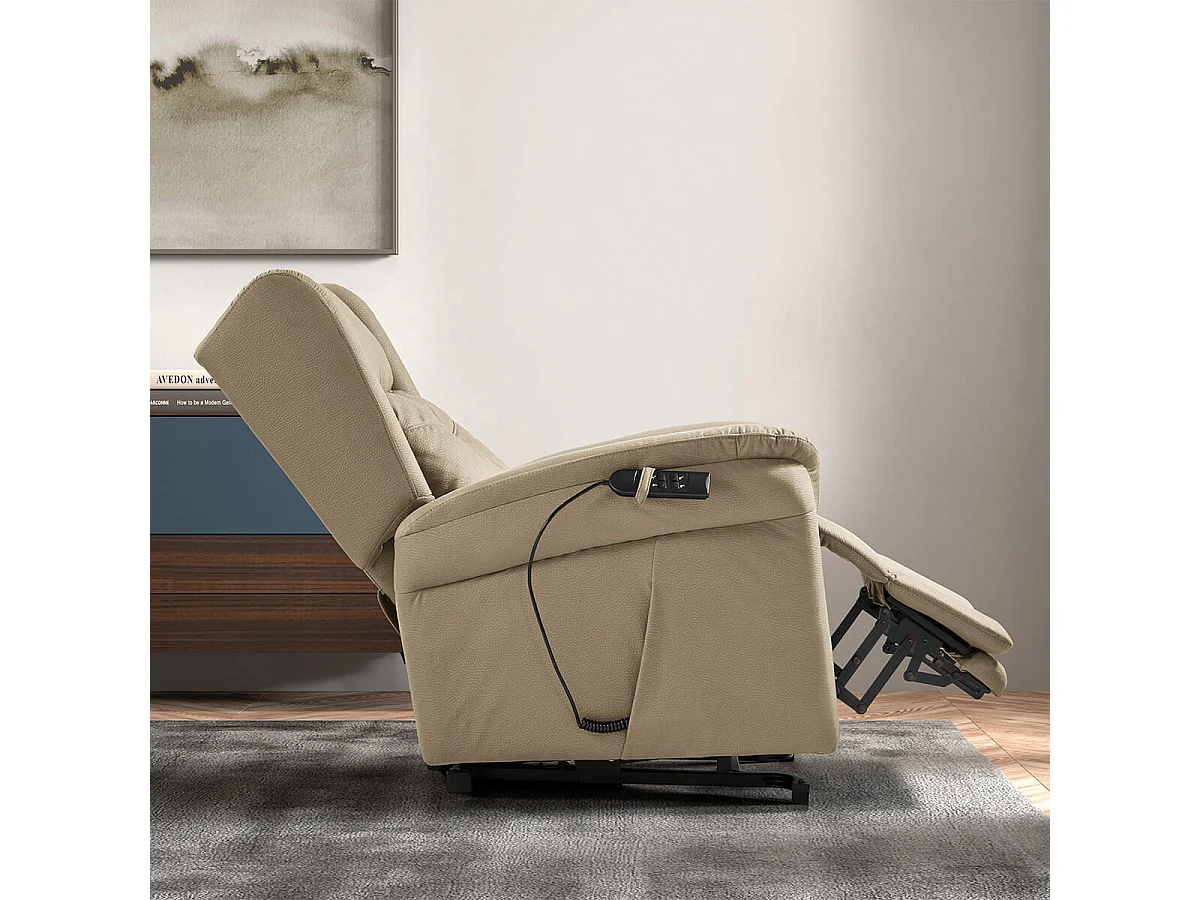 DONOSTIA - Fauteuil Relax Releveur Electrique Beige Tissu Waterproof