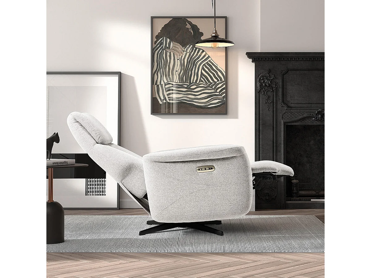 GANDIA - Fauteuil Relax Electrique Tissu Gris Perle