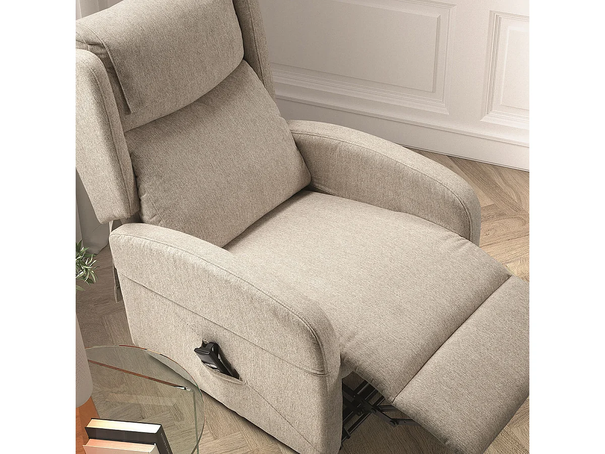 SEVILLE - Fauteuil Relax Releveur Electrique Beige Clair avec Roulettes