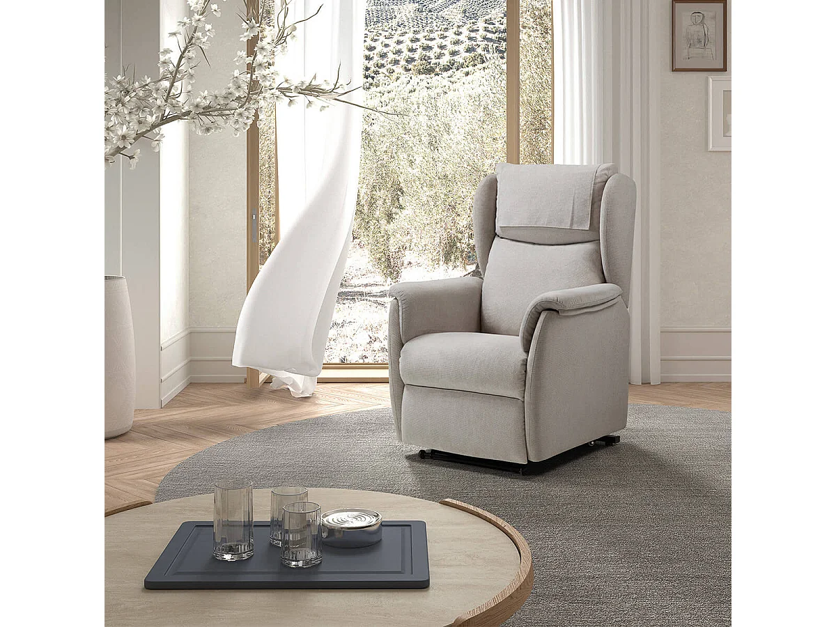 ORENSE - Fauteuil Relax Electrique Releveur Tissu Gris Clair