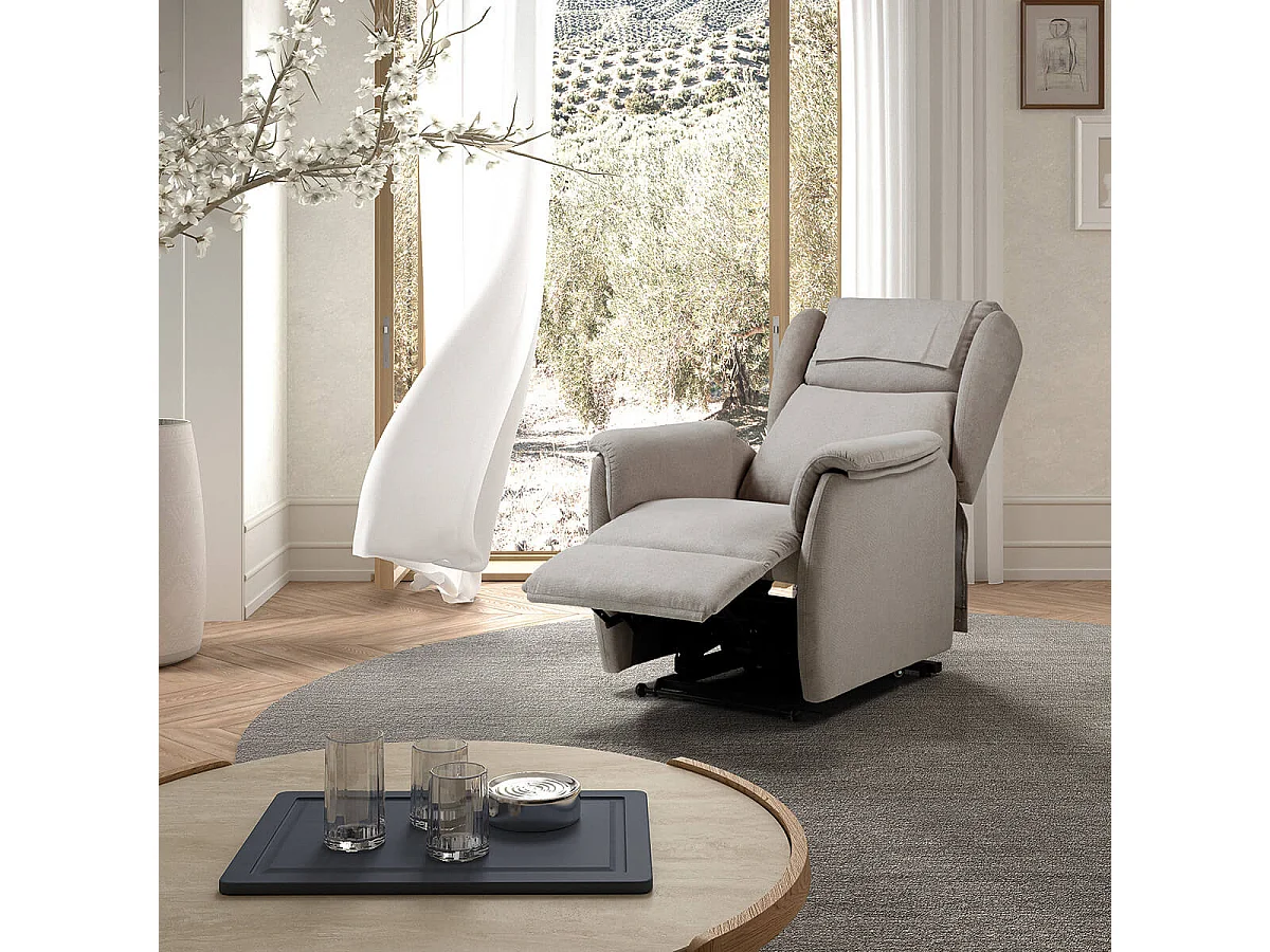 ORENSE - Fauteuil Relax Electrique Releveur Tissu Gris Clair