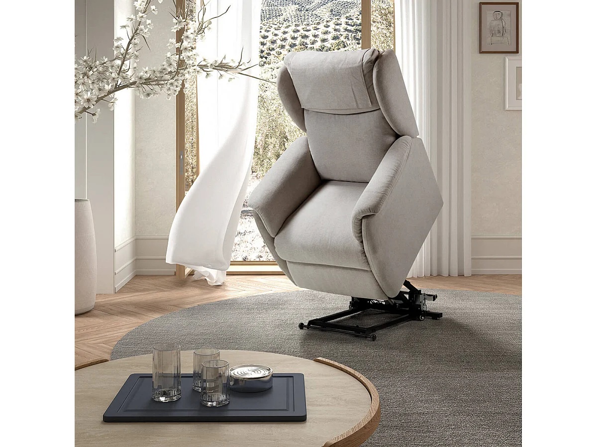 ORENSE - Fauteuil Relax Electrique Releveur Tissu Gris Clair