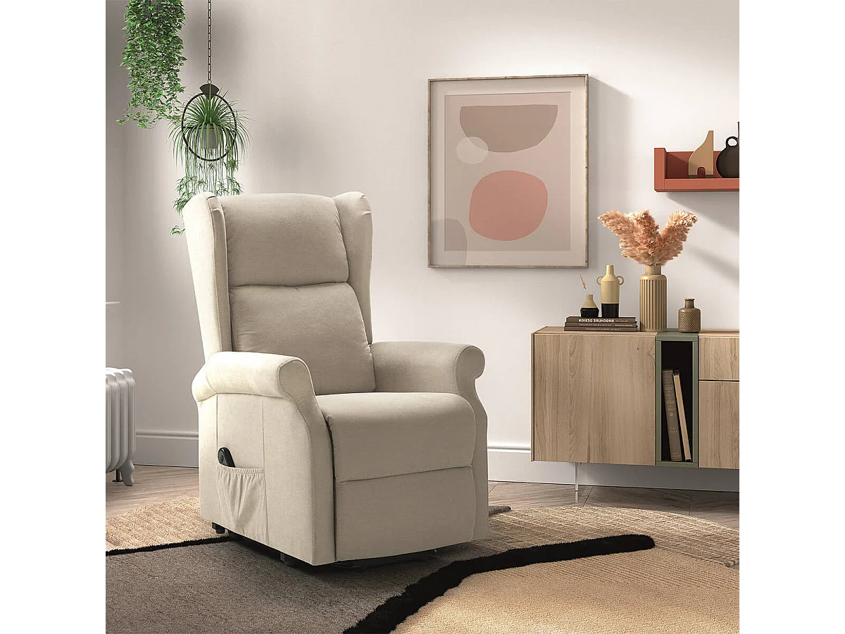 ANDORA - Fauteuil Relax Releveur Electrique Tissu Ivoire