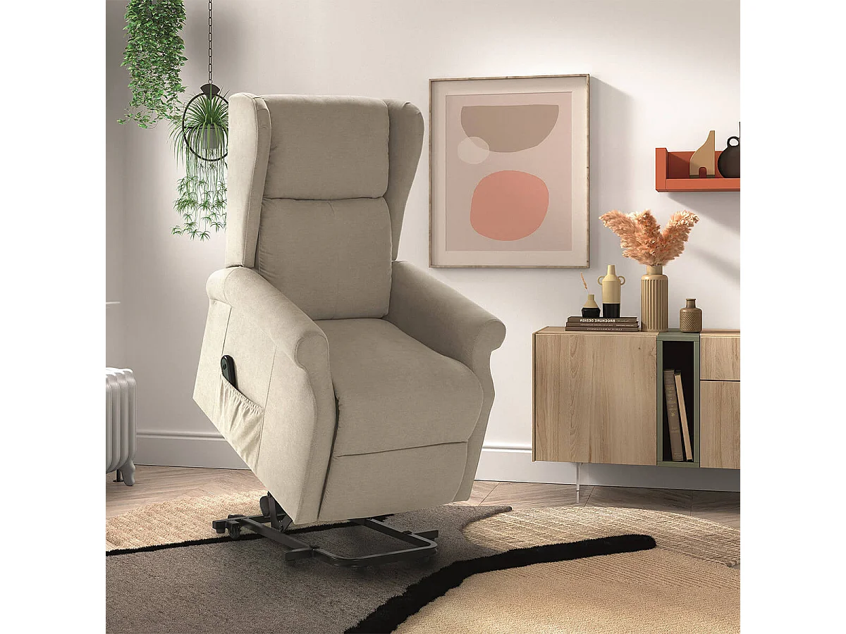 ANDORA - Fauteuil Relax Releveur Electrique Tissu Ivoire