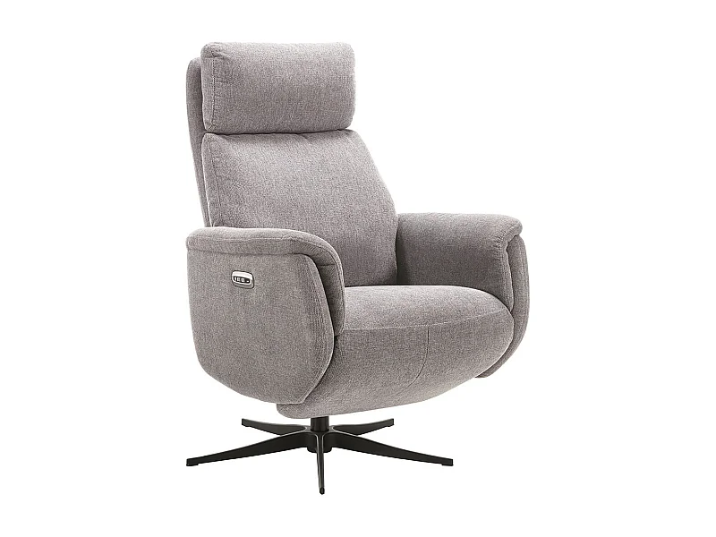 SINTRA - Fauteuil Relax Electrique Tissu Gris Clair Chiné