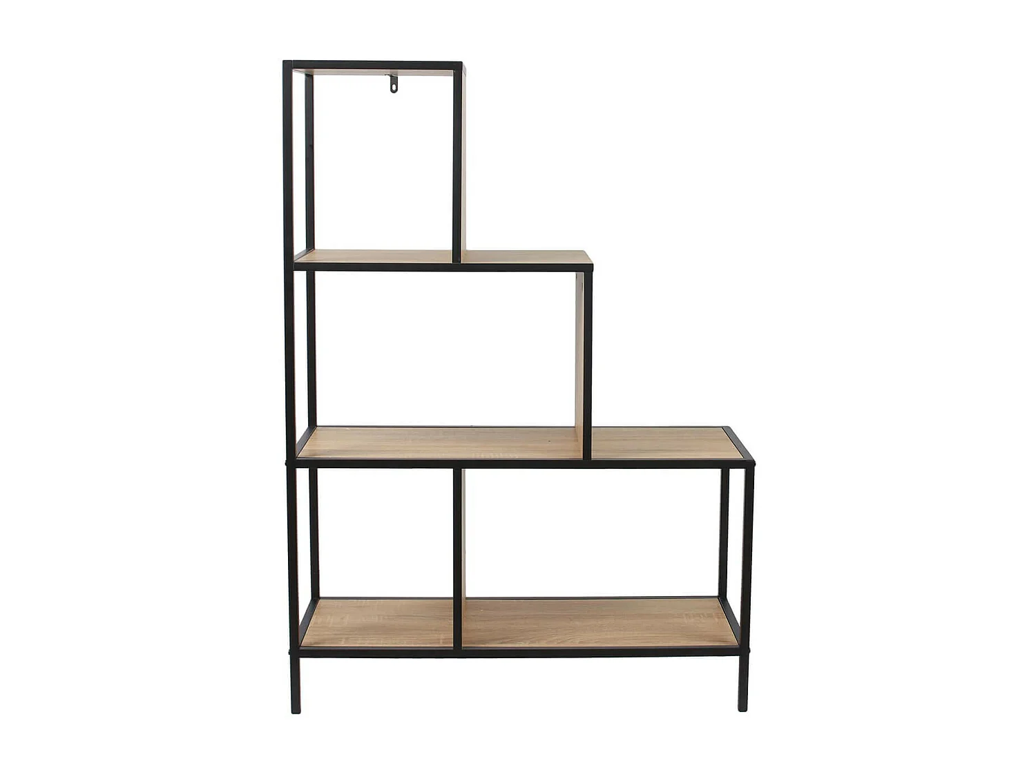 ENDIS - Lot de 2 Etagères Escalier 4 + 5 Niveaux Aspect Bois et Métal Noir