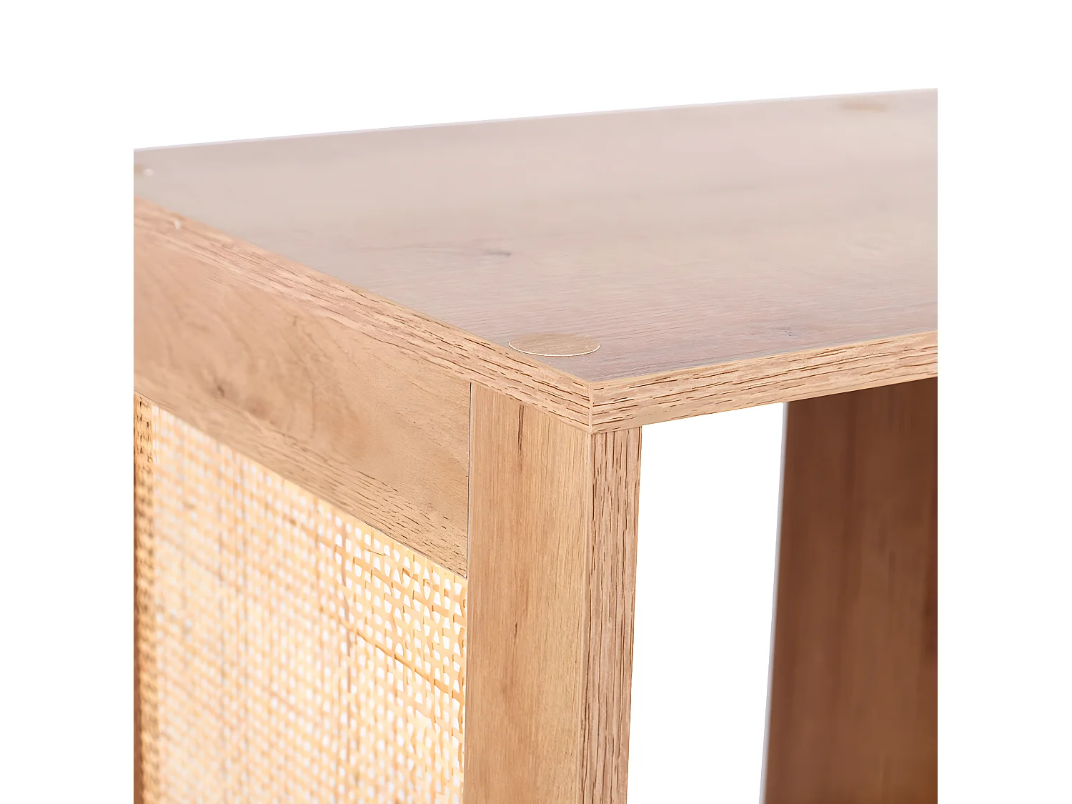 MAYA - Rangement 4 Cases Effet Bois et Façades Rotin