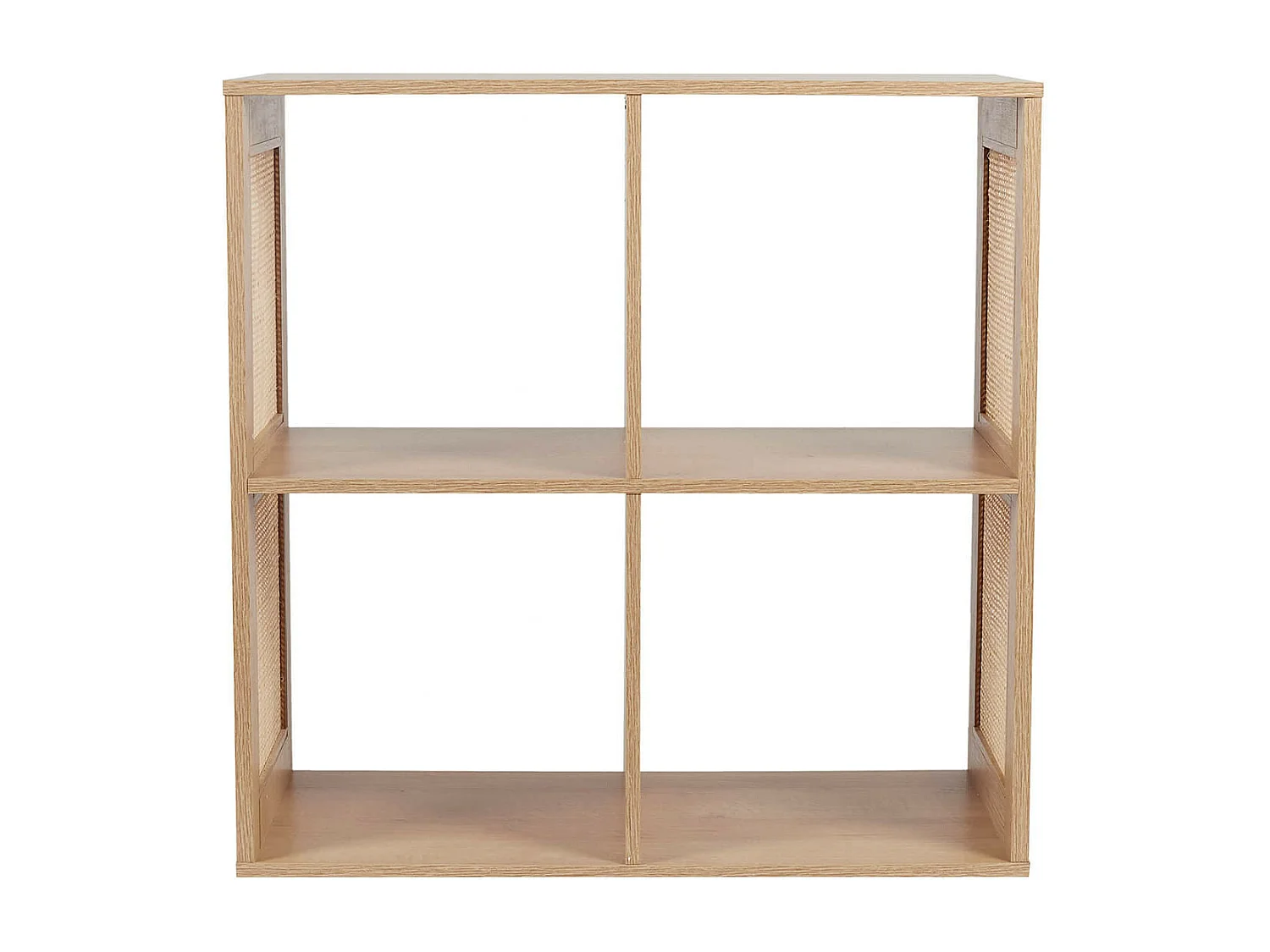 MAYA - Rangement 4 Cases Effet Bois et Façades Rotin