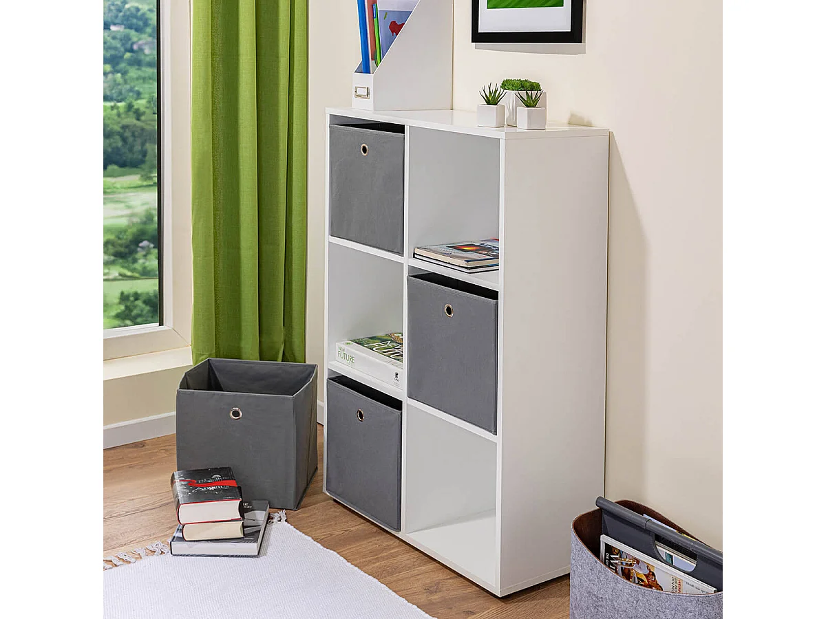 TEO - Meuble de Rangement Etagère 6 Compartiments