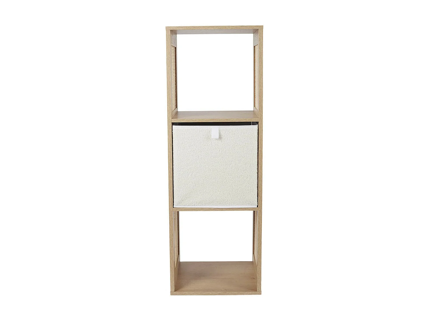 MAYA - Rangement 3 Cases Effet Bois et Façades Rotin