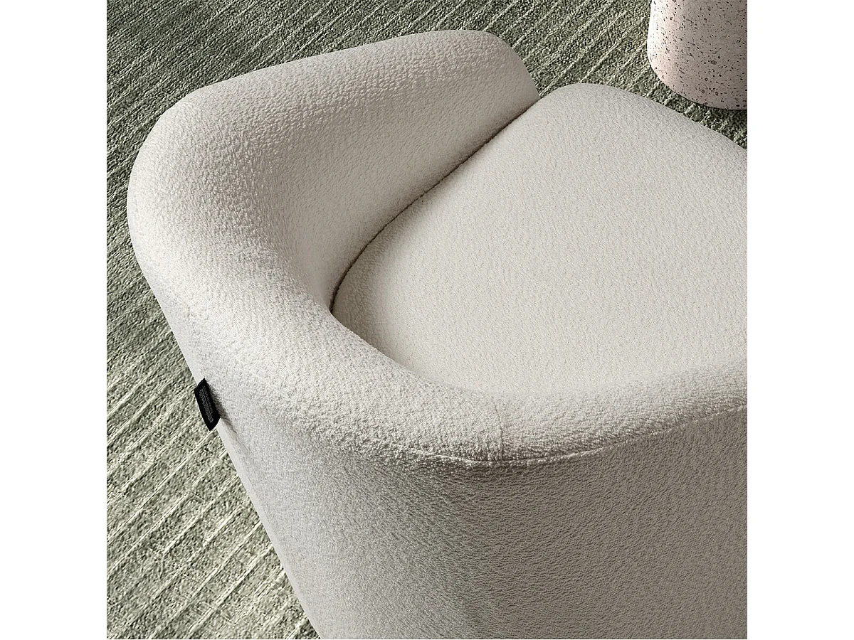 MAGDALENA - Fauteuil Pivotant Tissu Bouclette Blanc