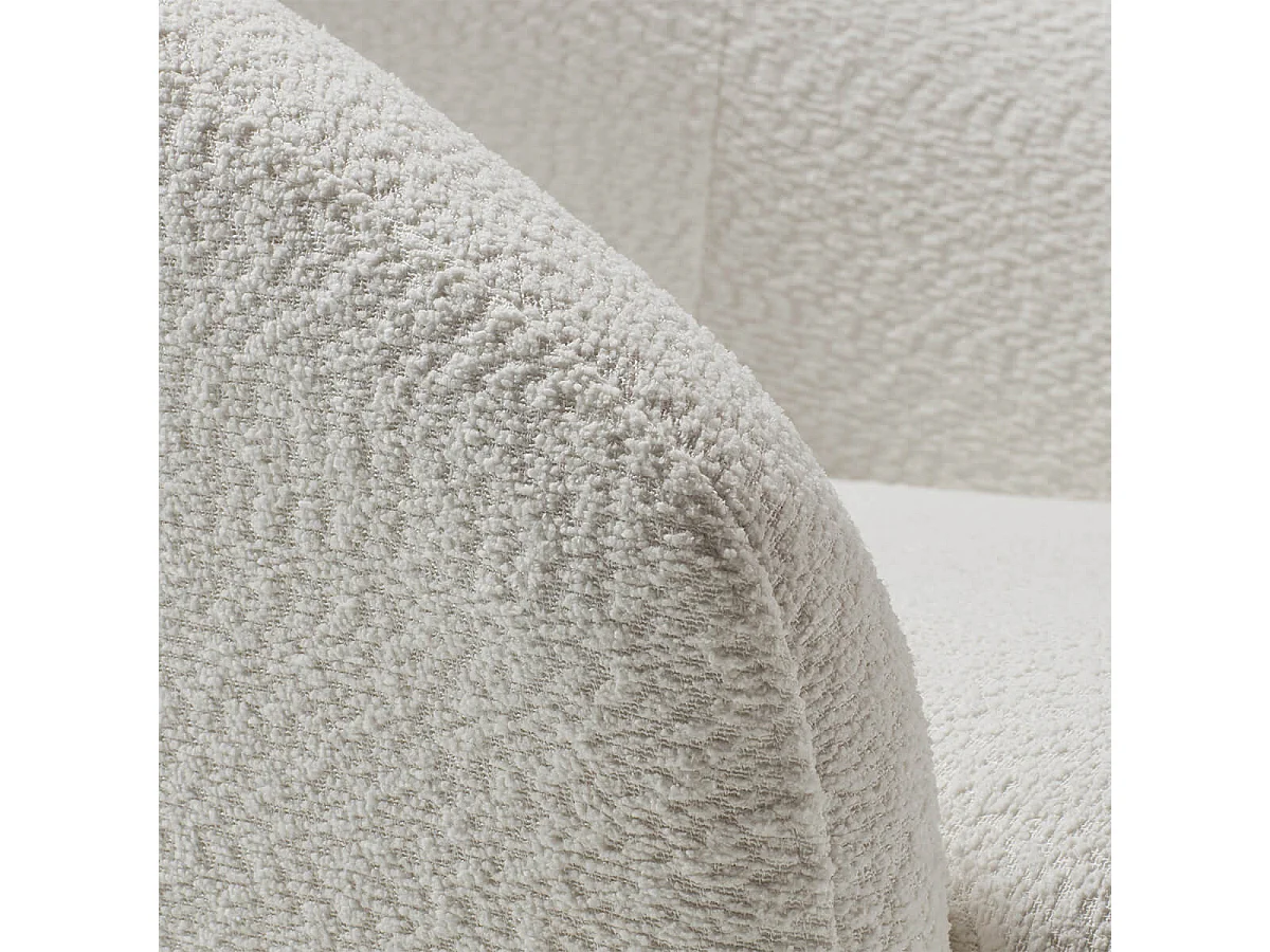MAGDALENA - Fauteuil Pivotant Tissu Bouclette Blanc