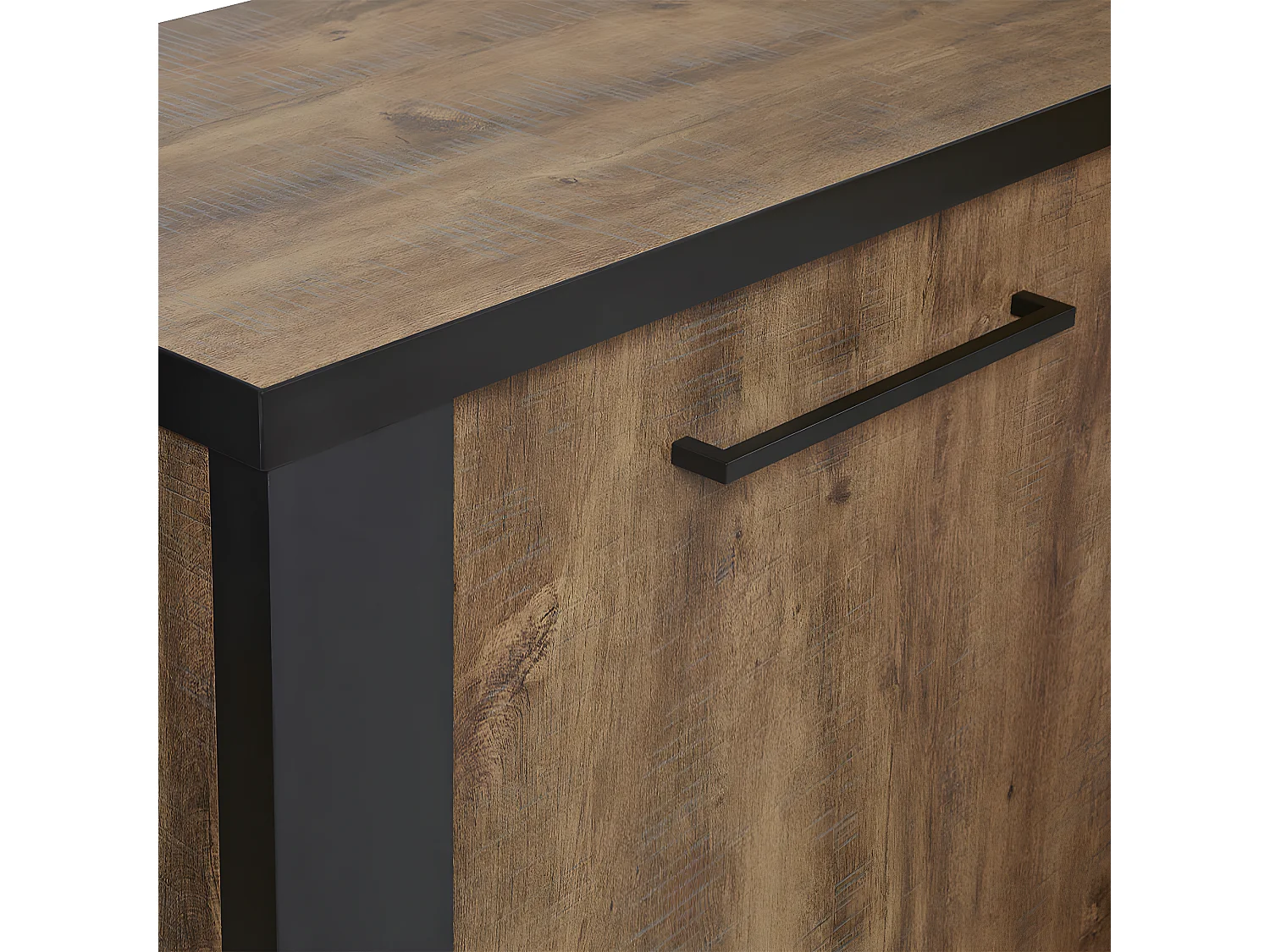 ETIENNE - Buffet 2 Portes et 3 Tiroirs Aspect Bois finition Denver et Noir