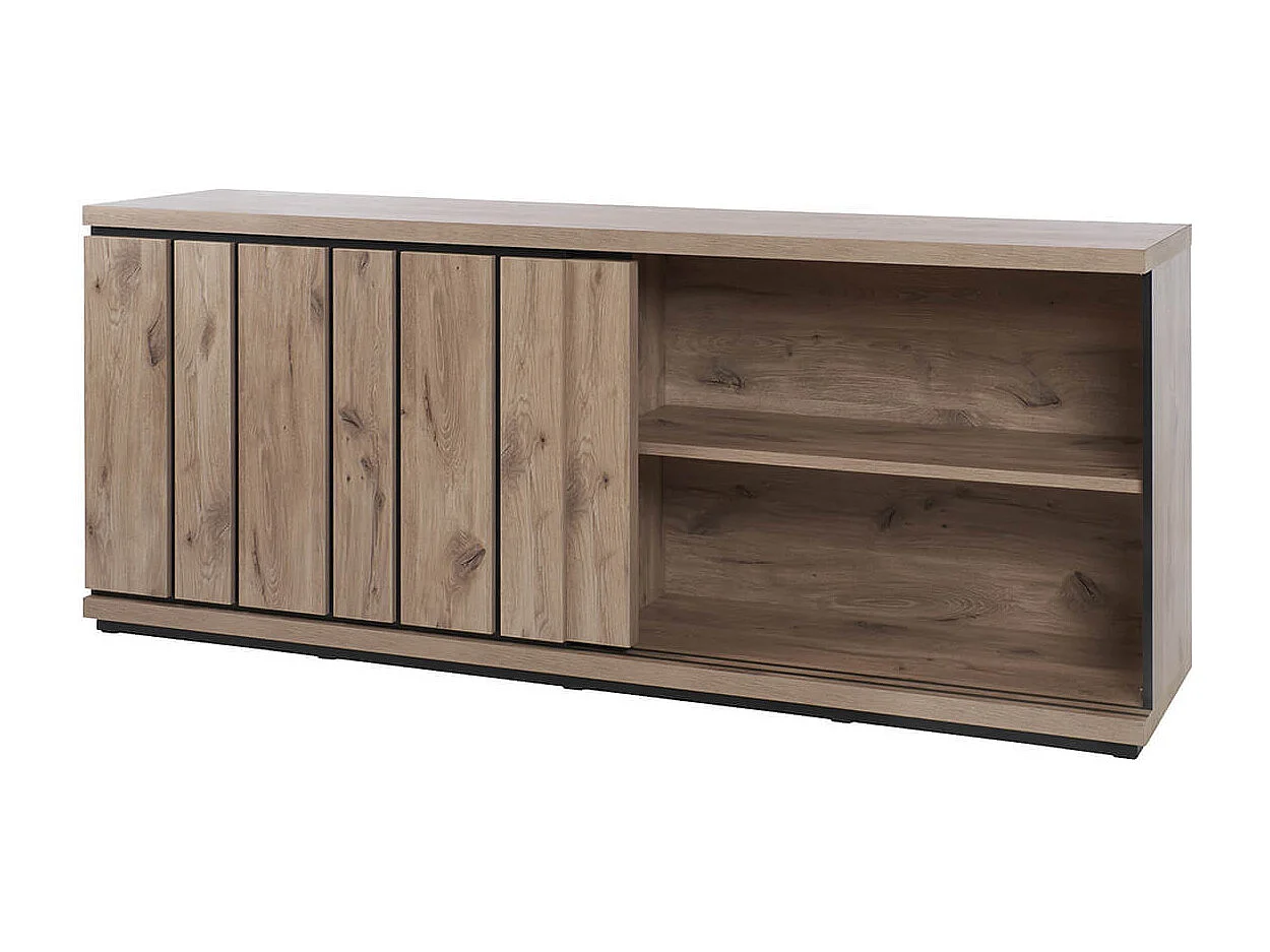 PHILEAS - Buffet 2 Portes Coulissantes Effet Claustra Finition Canyon