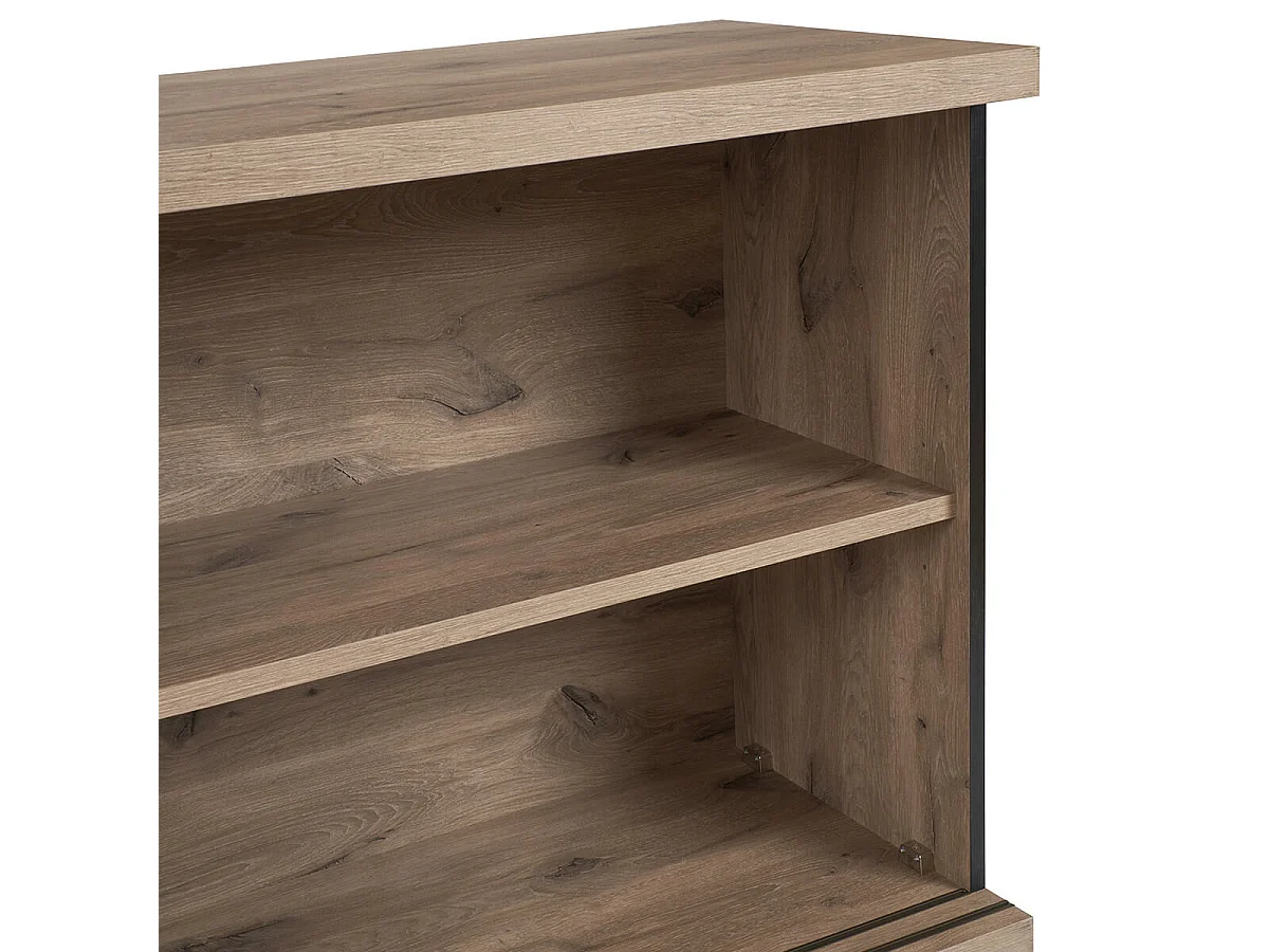 PHILEAS - Buffet 2 Portes Coulissantes Effet Claustra Finition Canyon