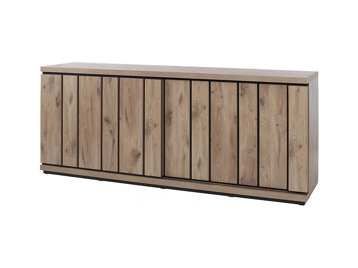 PHILEAS - Buffet 2 Portes Coulissantes Effet Claustra Finition Canyon
