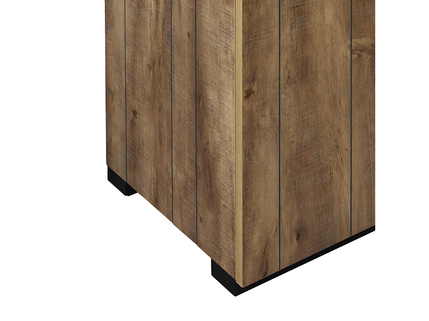 GLESS - Buffet 4 Portes Aspect Bois Finition Denver Façon Lambris