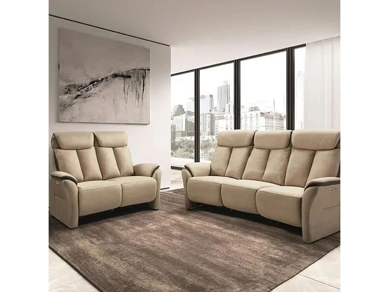 COIMBRA - Canapés Relax 3 Places Electrique et 2 Places Electrique Beige