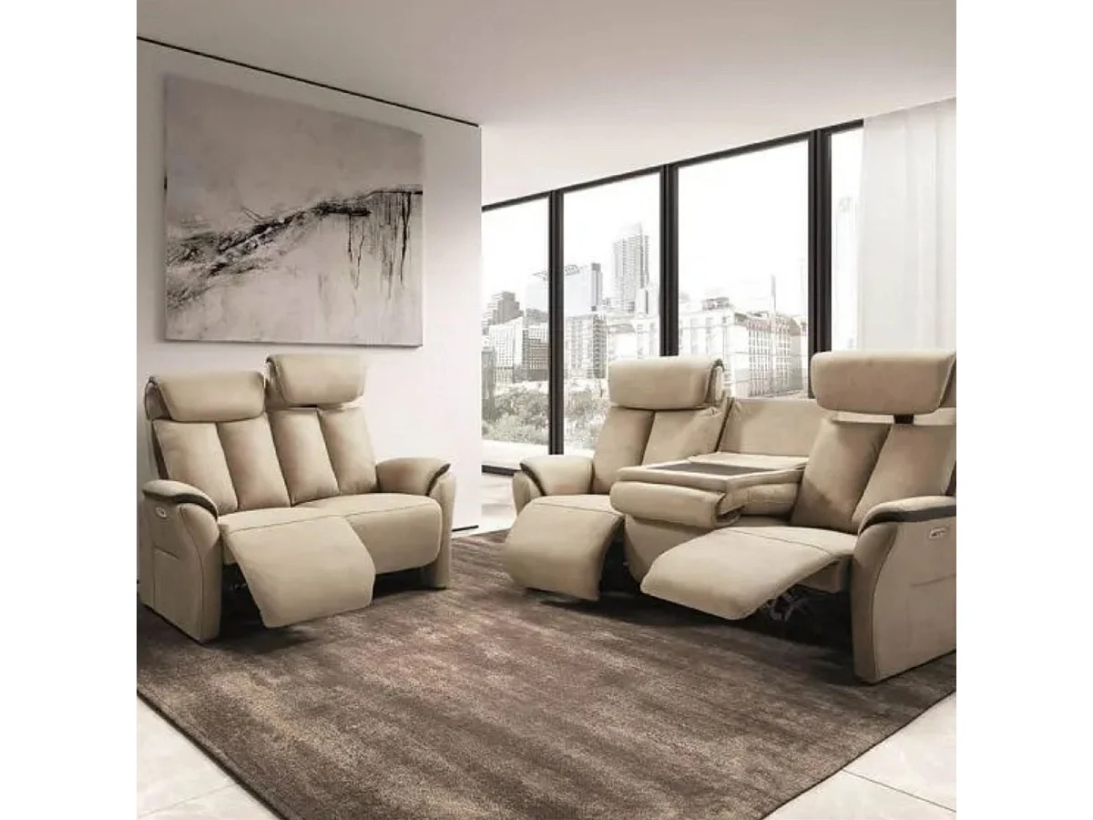 COIMBRA - Canapés Relax 3 Places Electrique et 2 Places Electrique Beige
