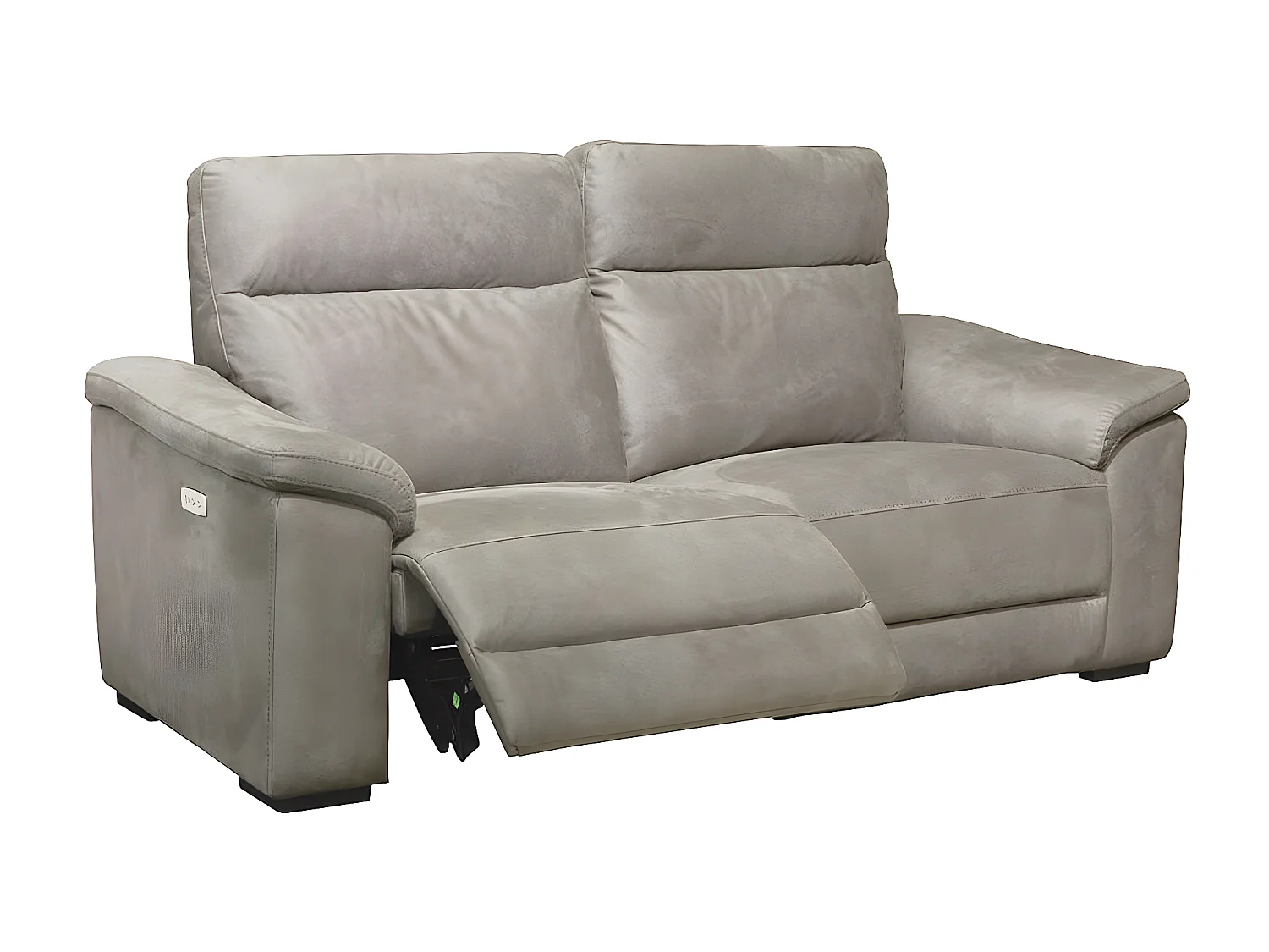 STANLEY - Canapé Relax Electrique 3 Places + Canapé 2 Places Fixe Tissu Taupe