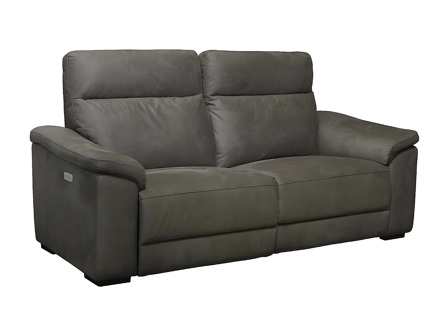 STANLEY - Canapé Relax Electrique 3 Places + Canapé 2 Places Fixe Tissu Gris Foncé