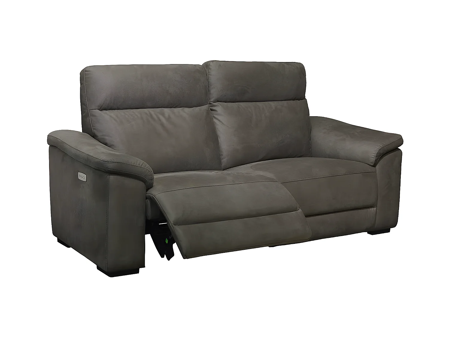 STANLEY - Canapé Relax Electrique 3 Places + Canapé 2 Places Fixe Tissu Gris Foncé