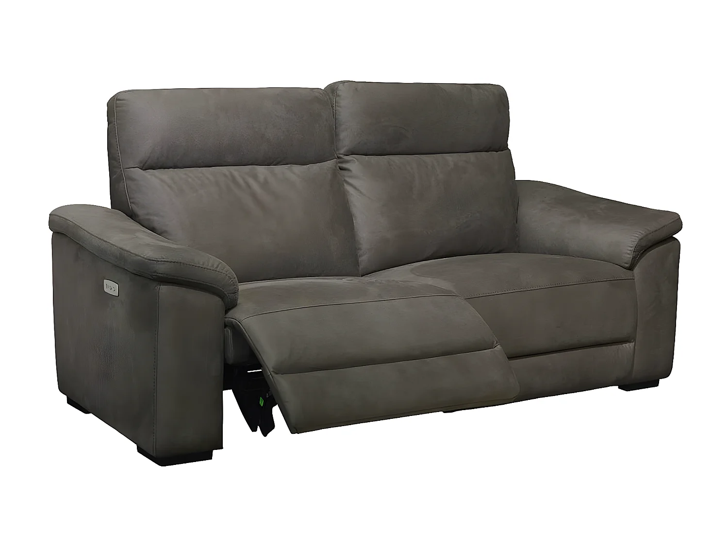 STANLEY - Canapé Relax Electrique 3 Places + Canapé 2 Places Fixe Tissu Gris Foncé