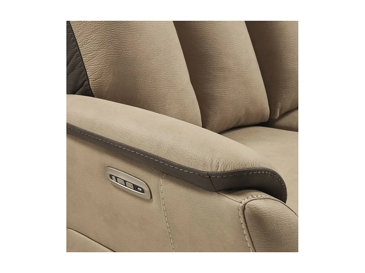 COIMBRA - Canapés Relax 3 Places Electrique et 2 Places Fixe Beige