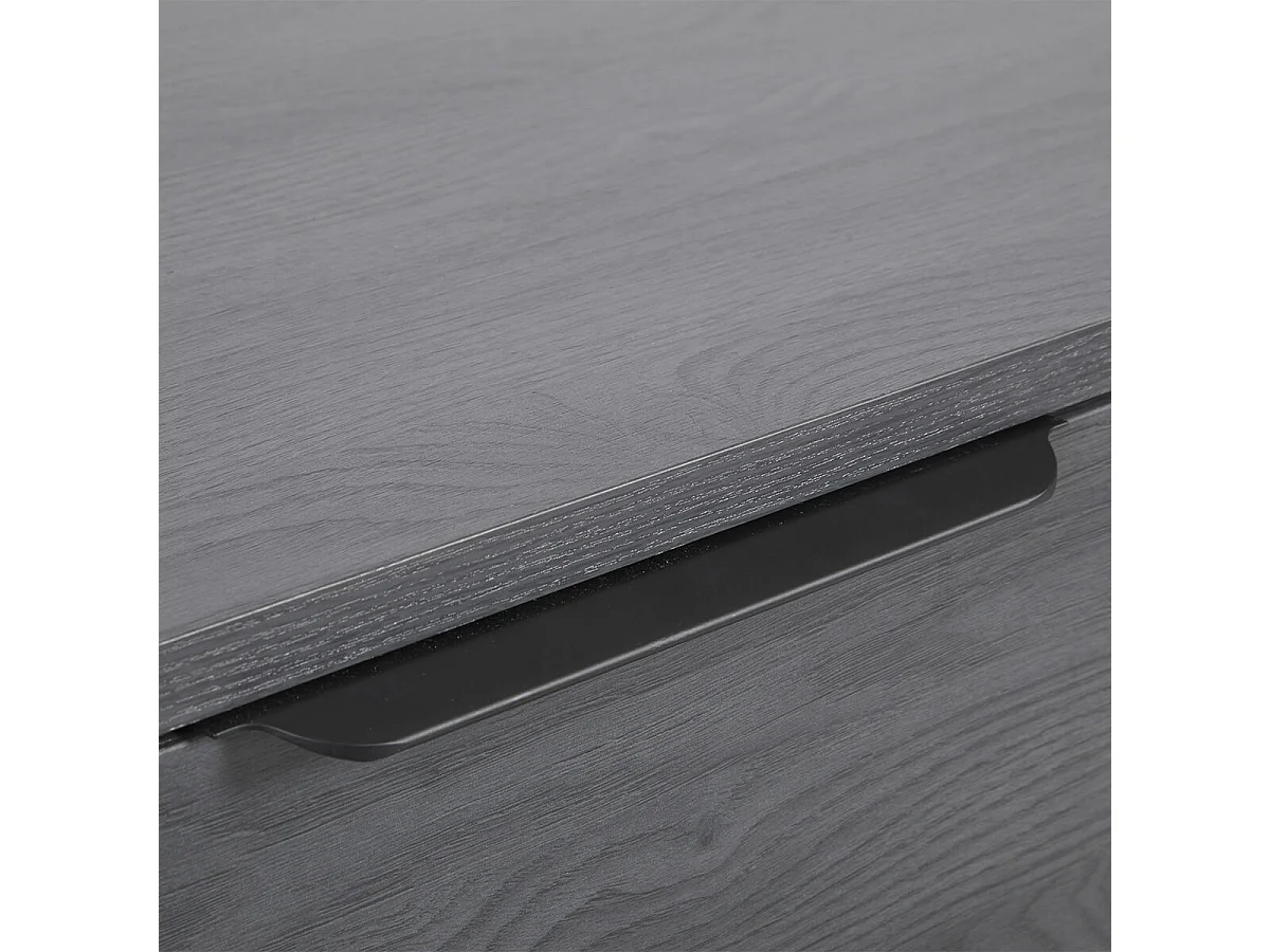 CARLIN - Commode 3 Tiroirs Aspect Bois Gris et Piètement Métal Noir