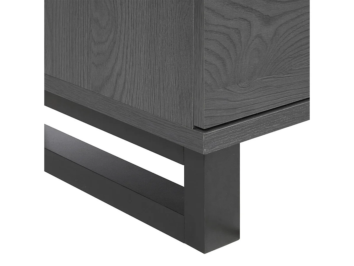 CARLIN - Commode 3 Tiroirs Aspect Bois Gris et Piètement Métal Noir