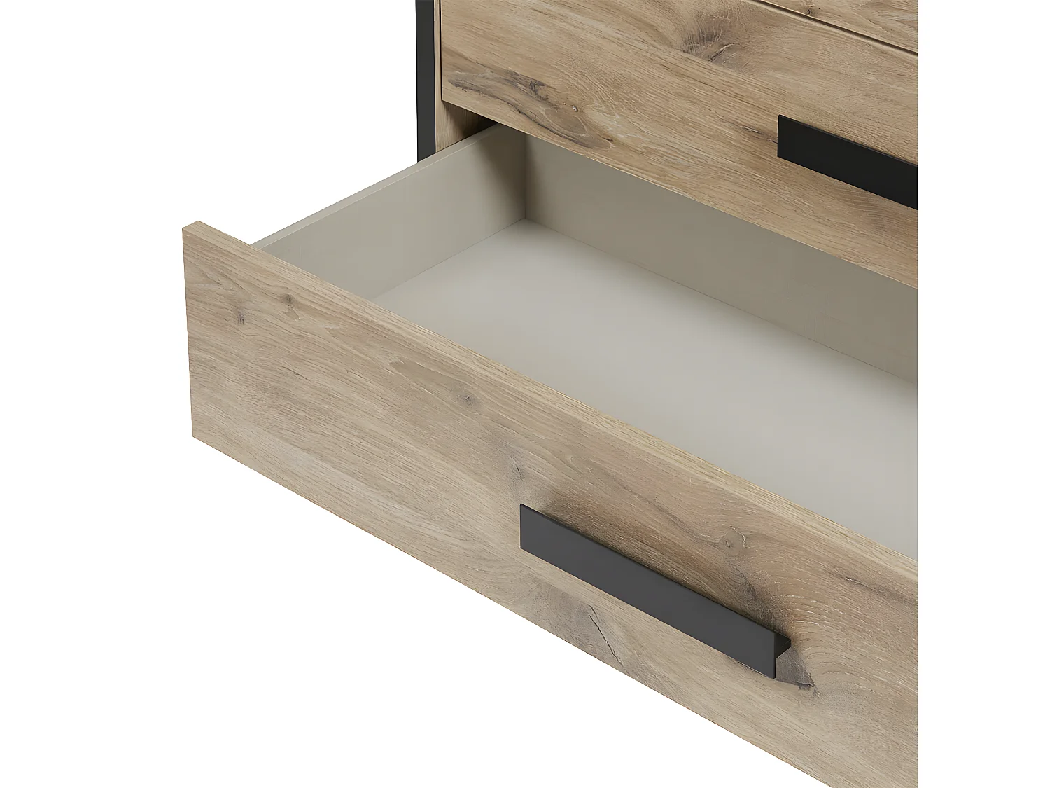 COPOLA - Commodes 3 Tiroirs Aspect Bois et Noir
