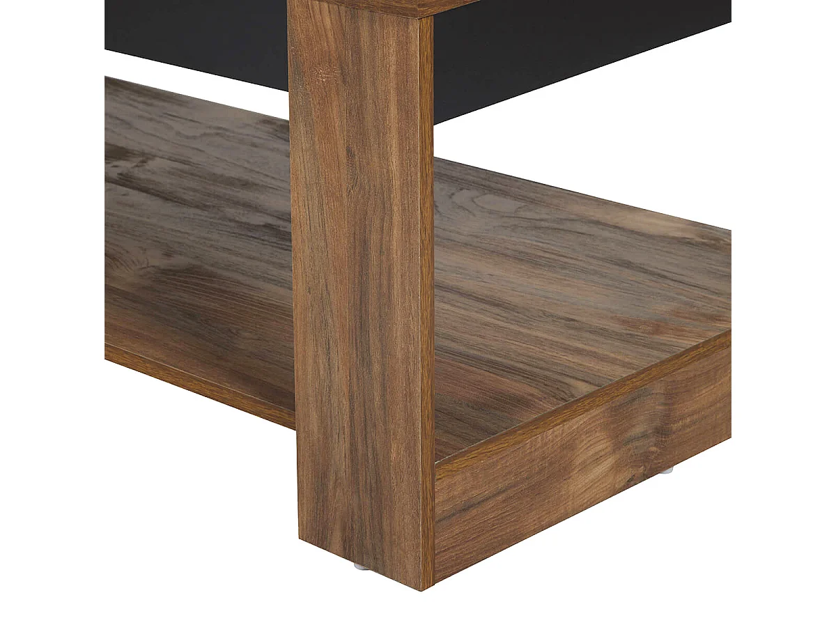 STALONE - Ensemble Salon Effet Bois Manguier Foncé et Noir