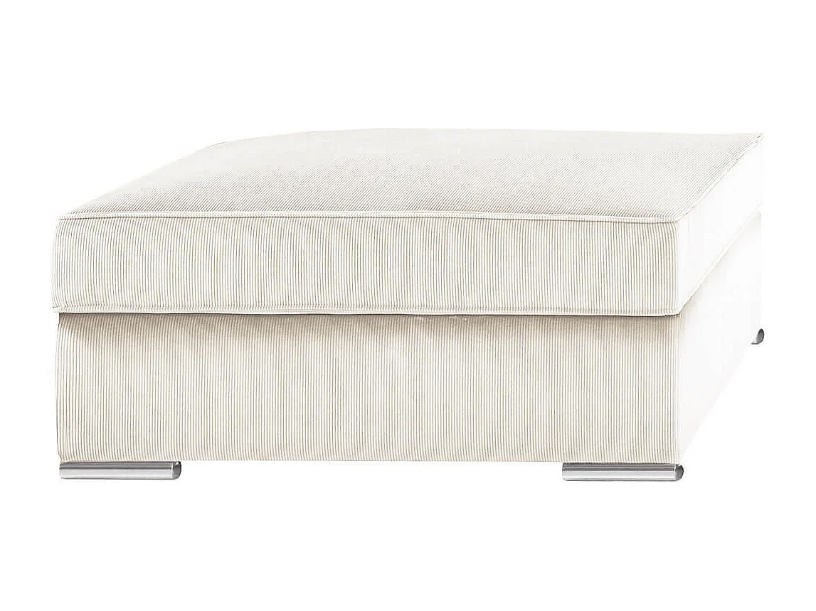 SORIAN - Canapé fixe 4 Places Velours Côtelé + Pouf Blanc