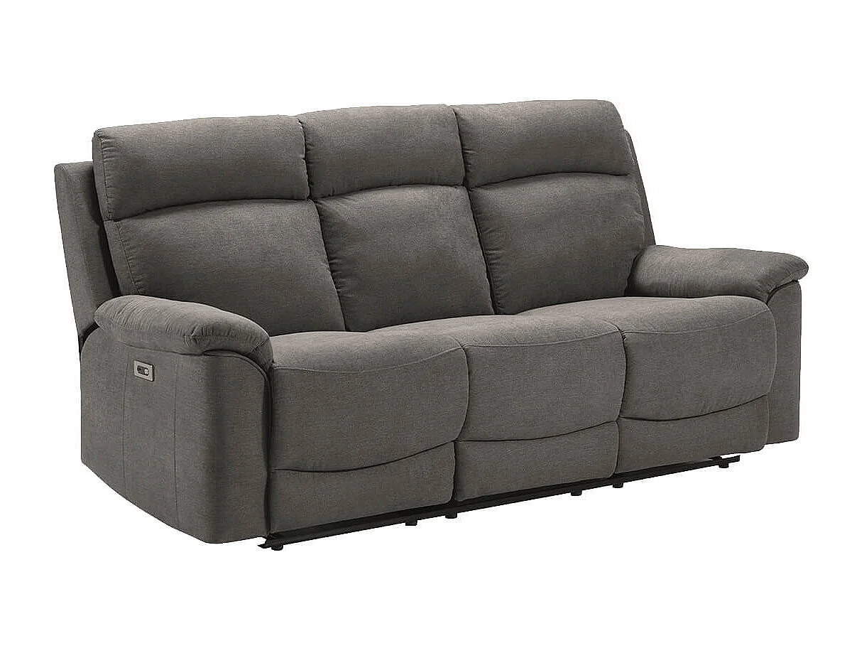 HUESCA - Ensemble Canapés Fixe 2P et Relax Electrique 3P Tissu Gris
