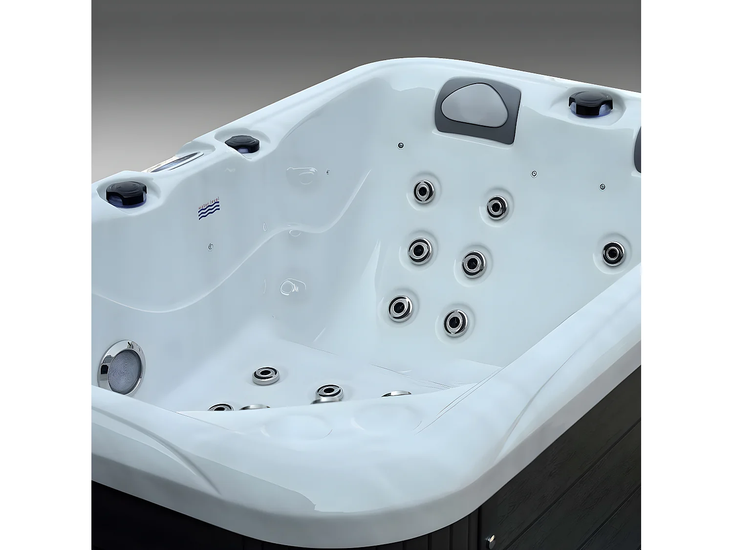 Waterclip - Spa acrylique ARKOS 3 places - 22 Hydrojets - 720L - Ozonateur et couverture inclus - 200 x 125 x 72cm - Blanc