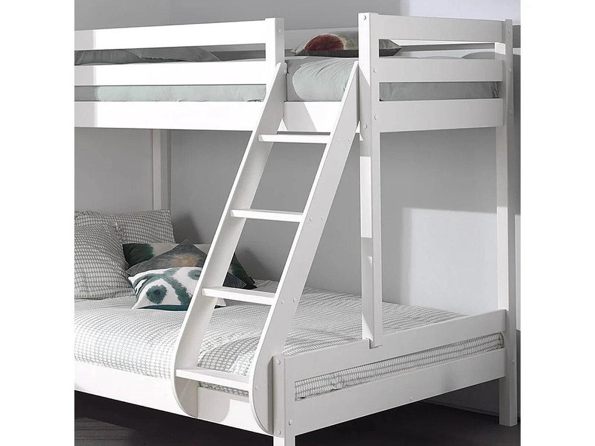 SLEEPY - Lit Superposé Laqué Blanc Couchages 140x200cm et 90x200cm