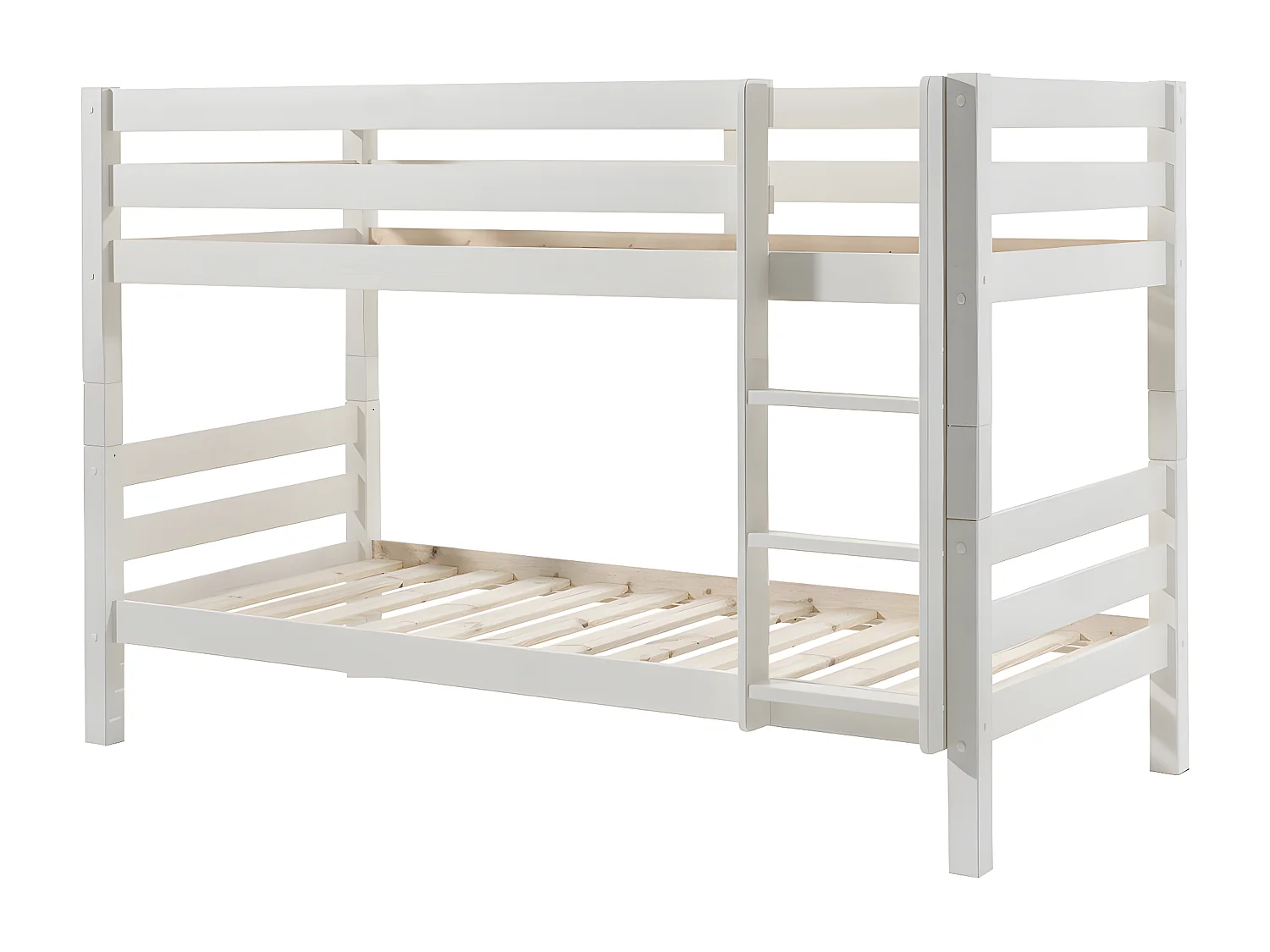 SLEEPY - Lit Superposé H140 Laqué Blanc 90x200cm avec 2 Tiroirs