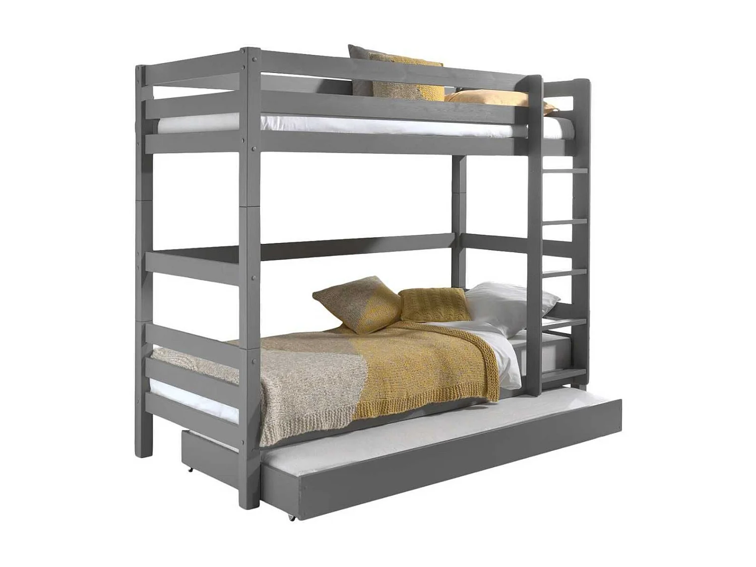 SLEEPY - Lit Superposé H180  Laqué Gris 90x200cm avec Lit-Tiroir