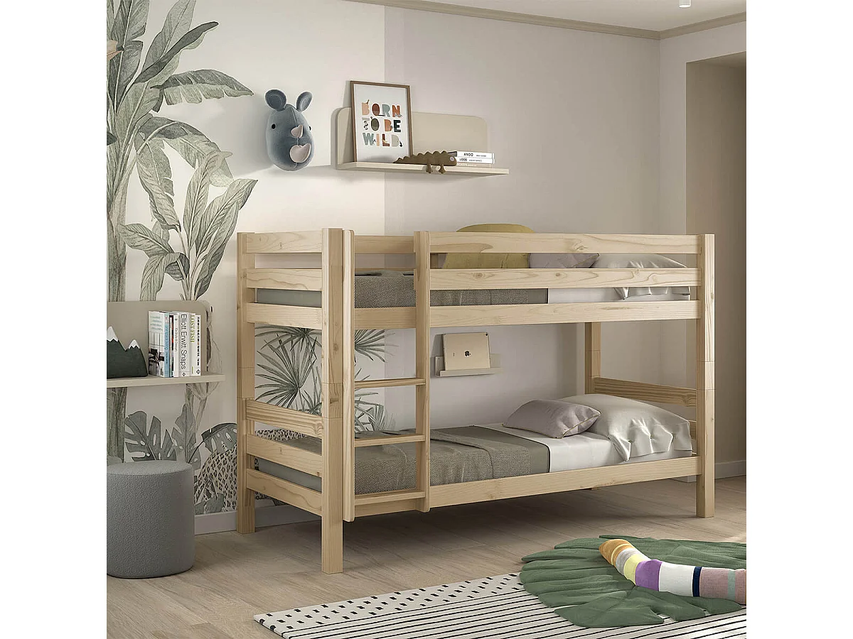 SLEEPY - Lit Superposé H140 en Pin Naturel 90x200cm