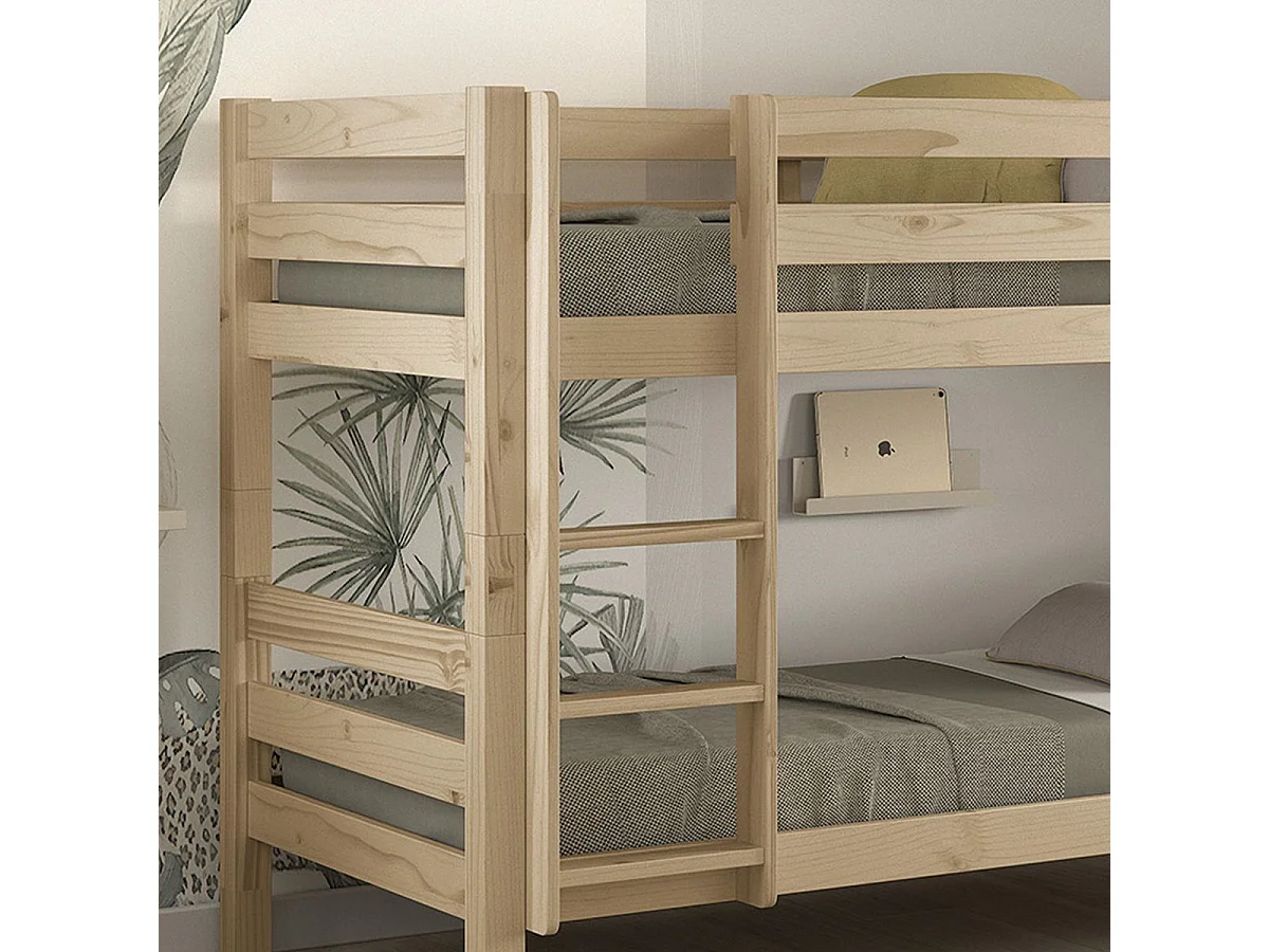 SLEEPY - Lit Superposé H140 en Pin Naturel 90x200cm