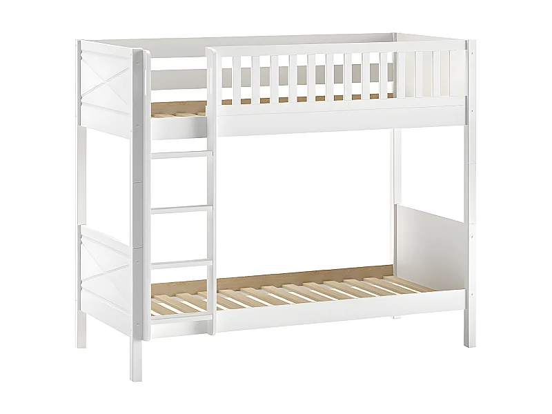 VIVIEN - Lit Superposé en Pin Laqué Blanc 90x200cm