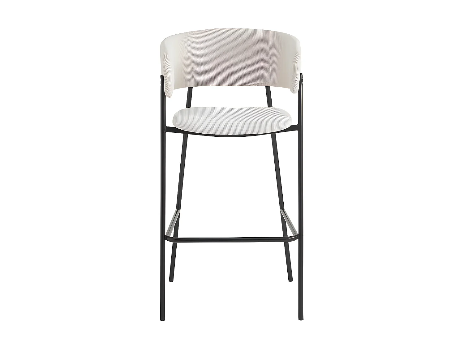 Lot de 2 tabourets de bar BOLD en velours côtelé avec pieds noirs - Beige