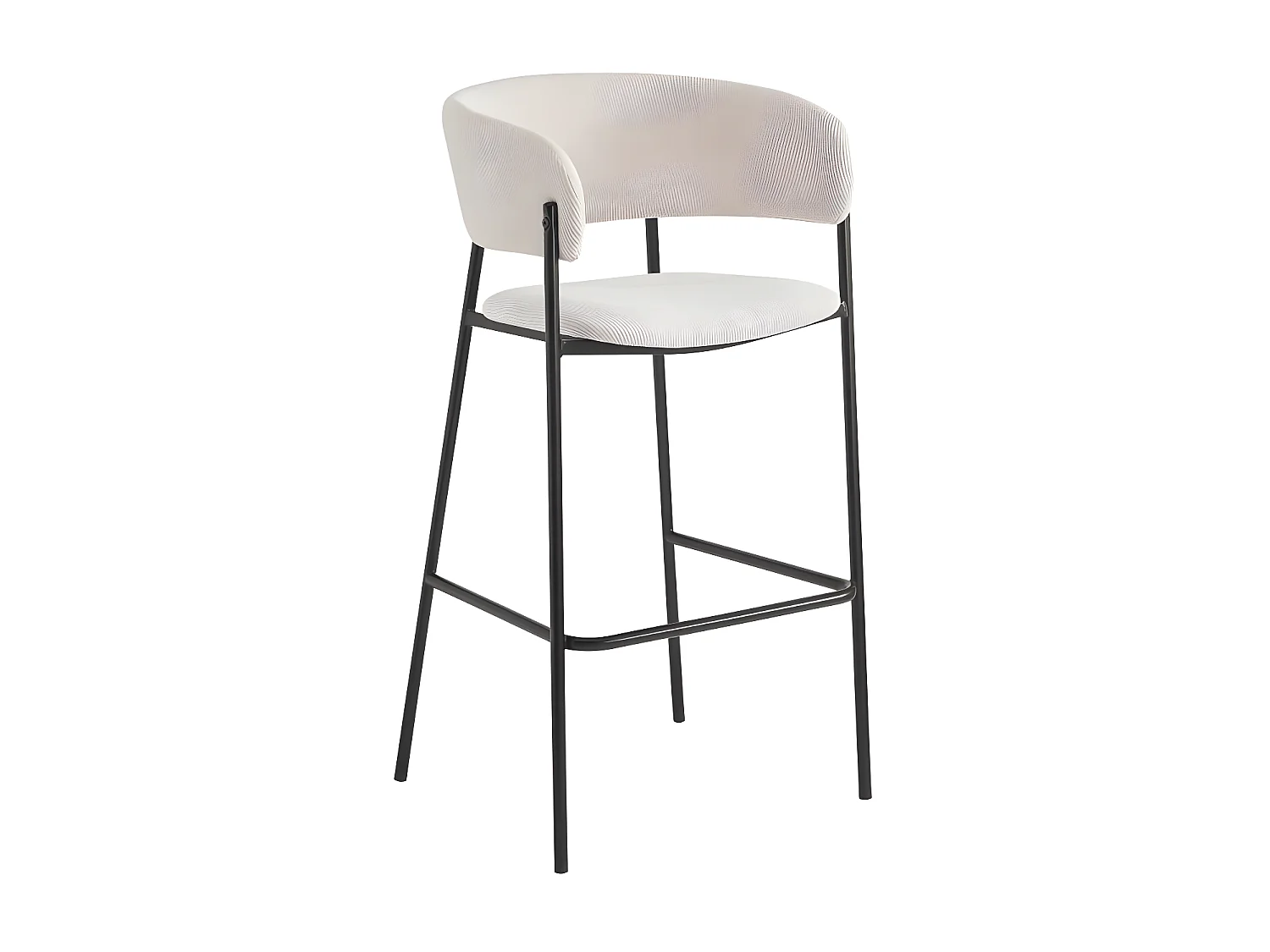 Lot de 2 tabourets de bar BOLD en velours côtelé avec pieds noirs - Beige