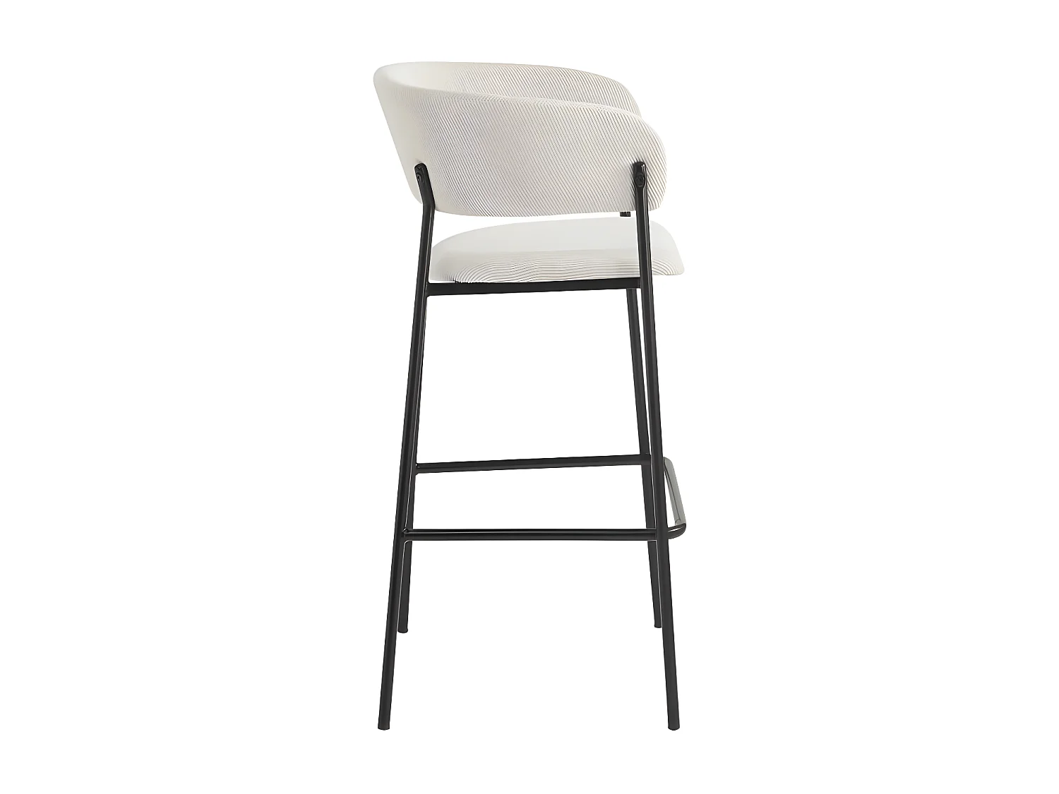 Lot de 2 tabourets de bar BOLD en velours côtelé avec pieds noirs - Beige