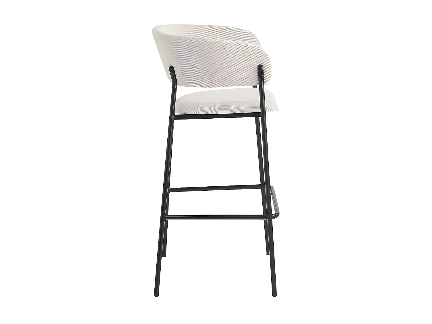 Lot de 2 tabourets de bar BOLD en velours côtelé avec pieds noirs - Beige