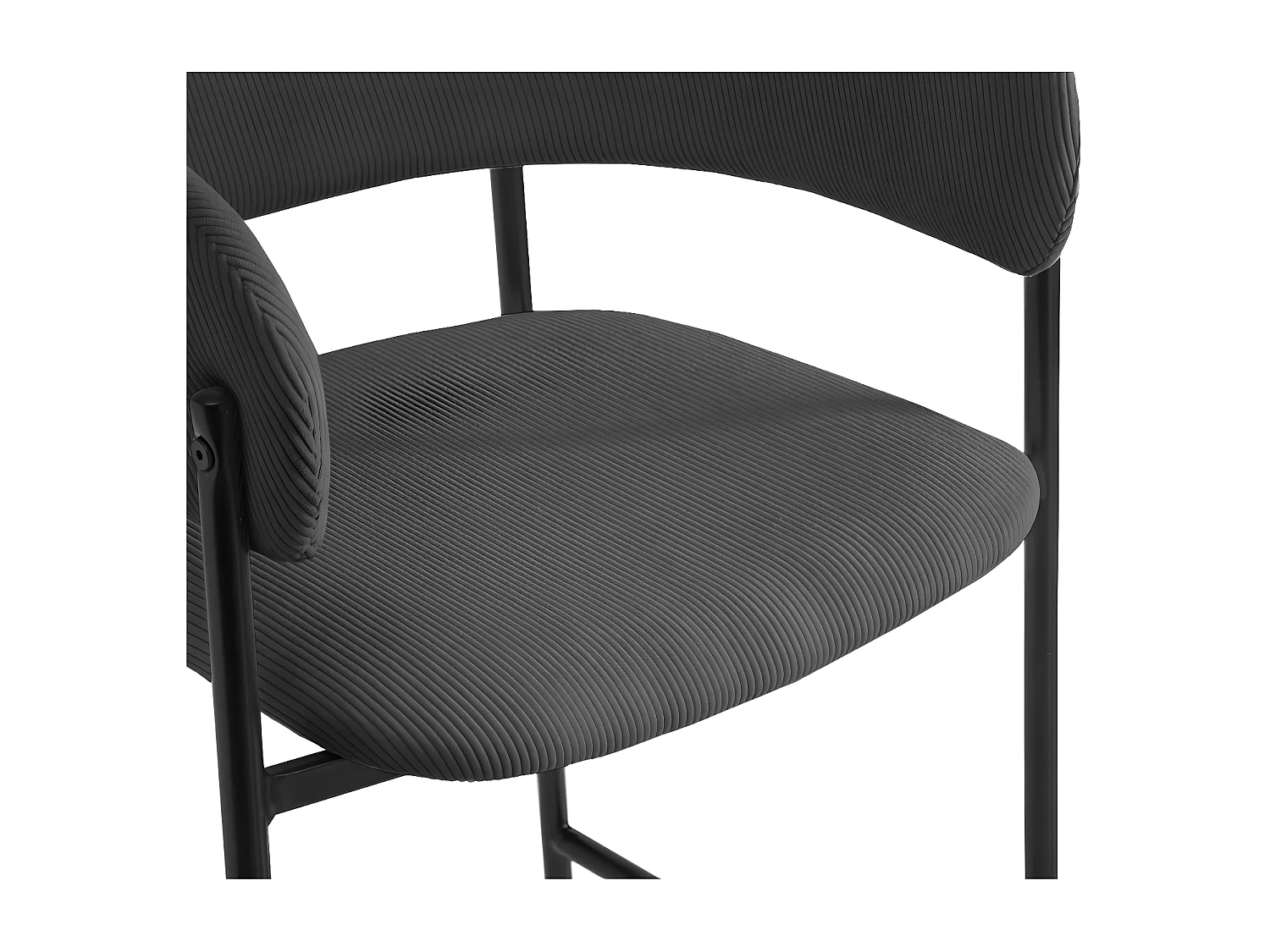 Lot de 2 tabourets de bar BOLD en velours côtelé avec pieds noirs - Gris anthracite
