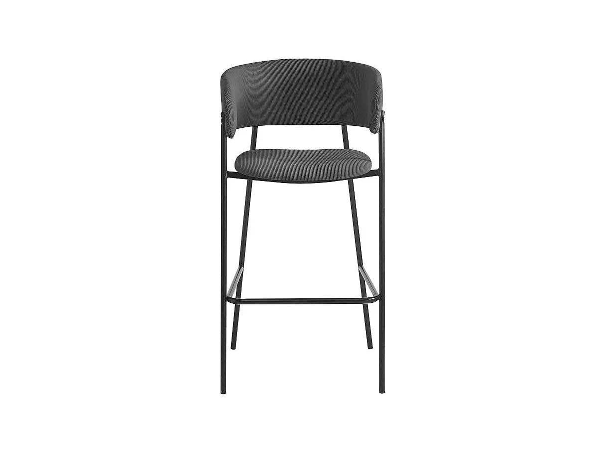 Lot de 2 tabourets de bar BOLD en velours côtelé avec pieds noirs - Gris anthracite