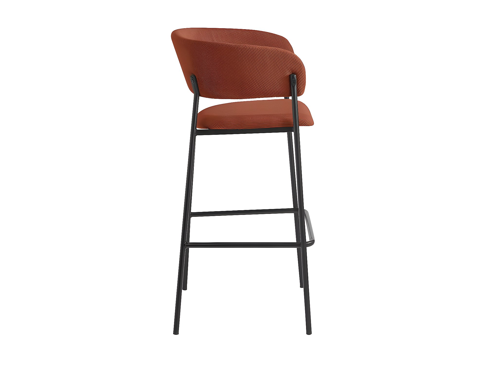 Tabouret SCOTT Côtelé Terracotta - Assise Tendance Et Confortable