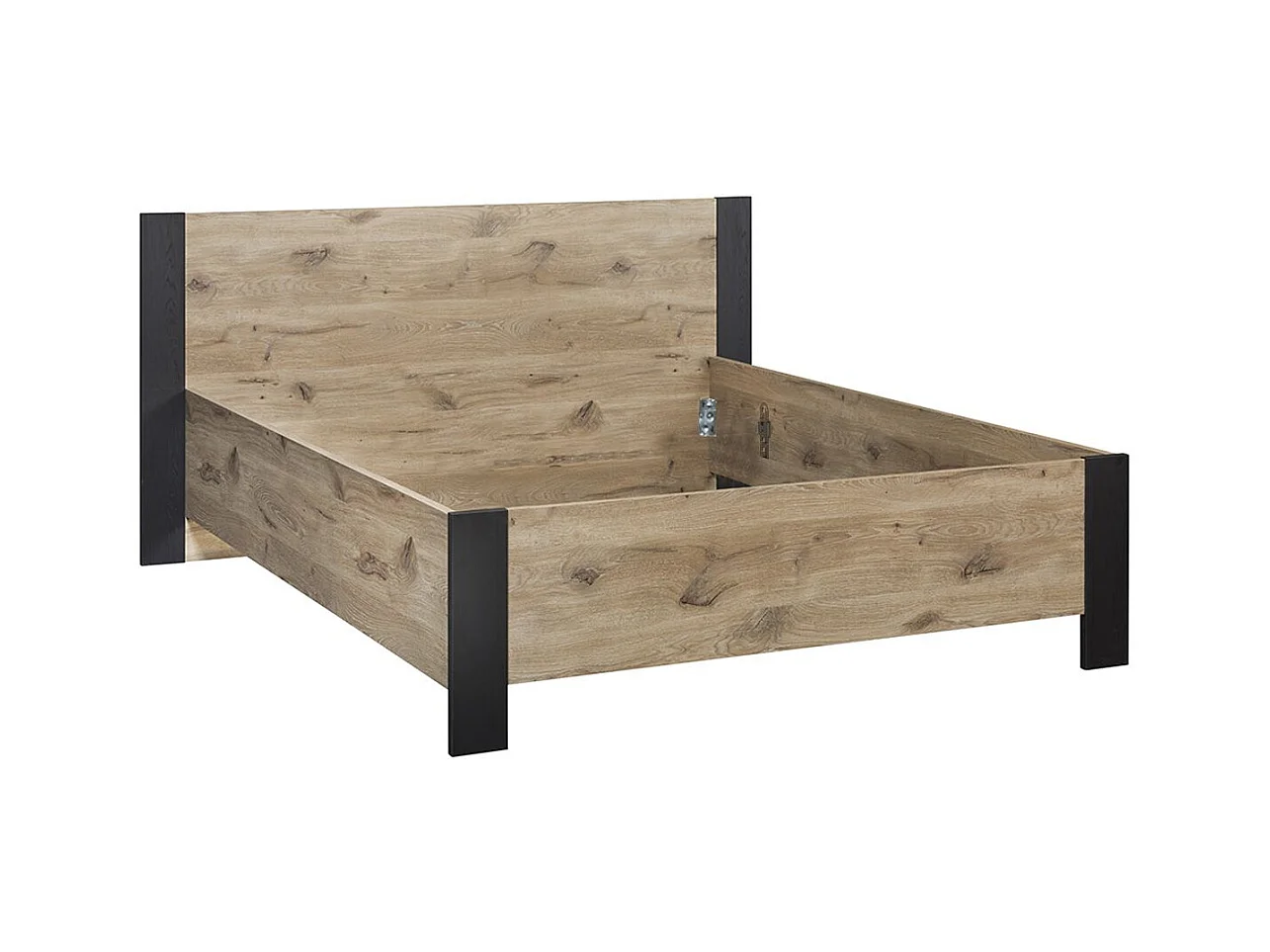 COPOLA - Lit 140x200 Aspect Bois et Noir
